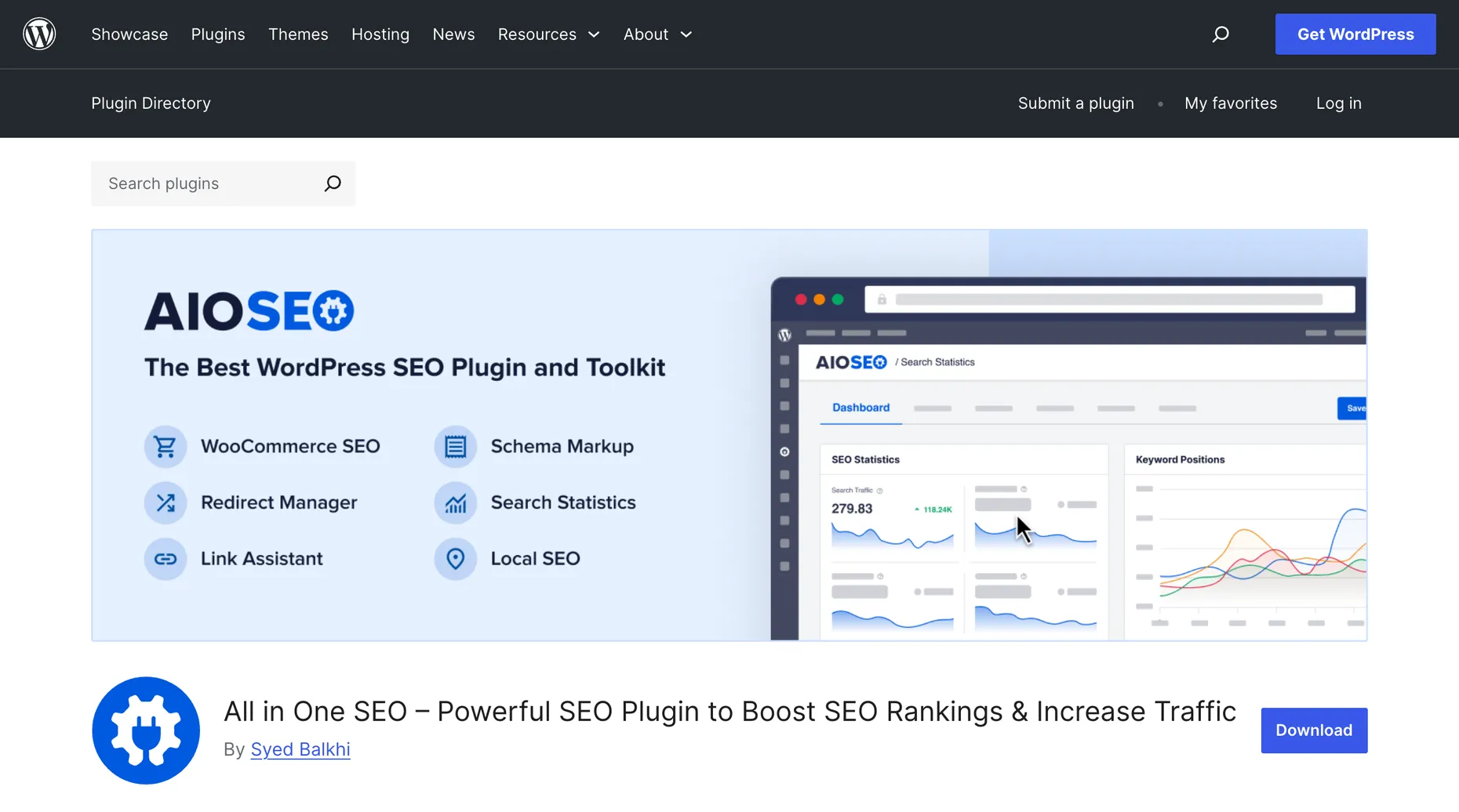 All in One SEO plugin page on WordPress.org