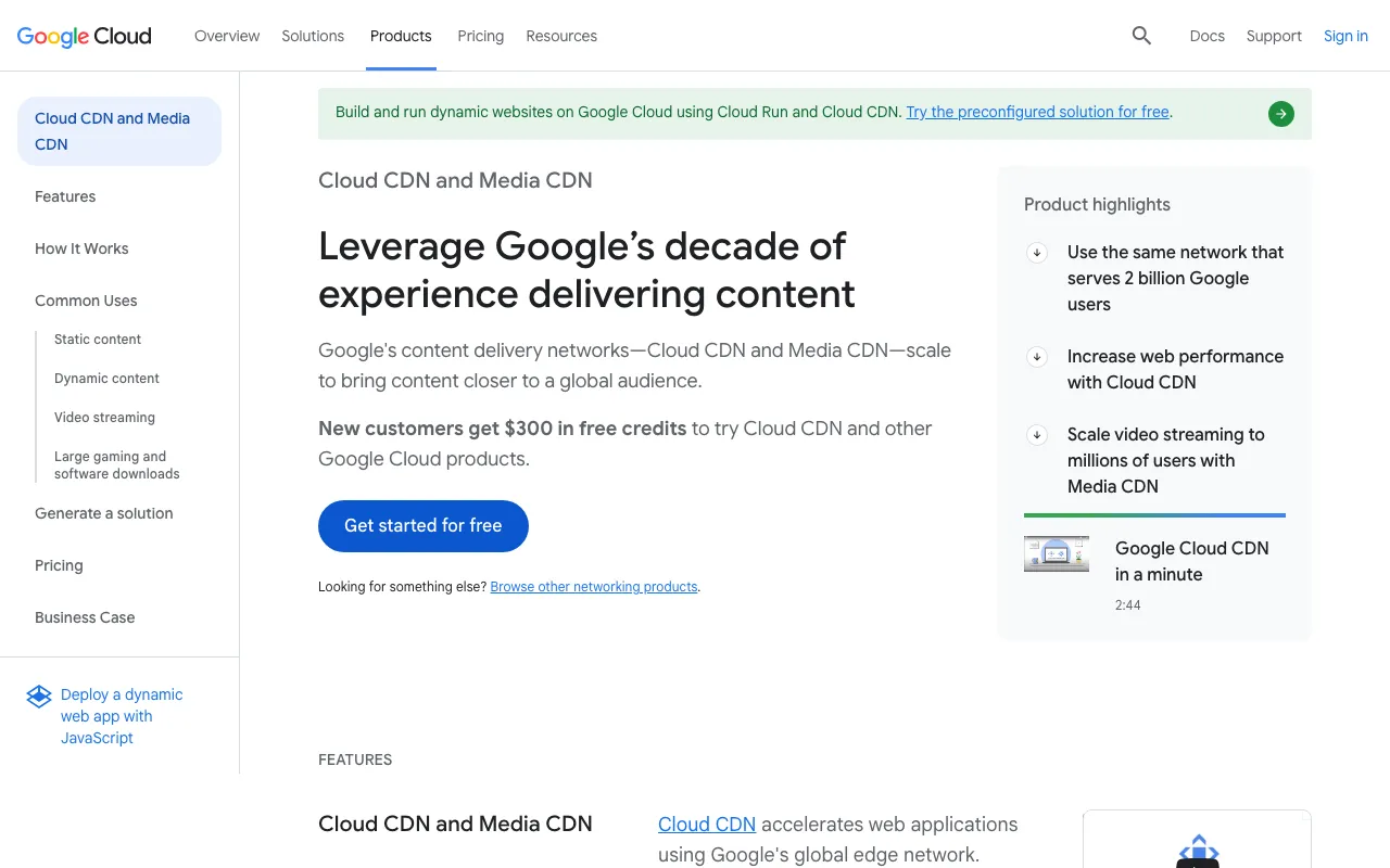 Google Cloud Media CDN page