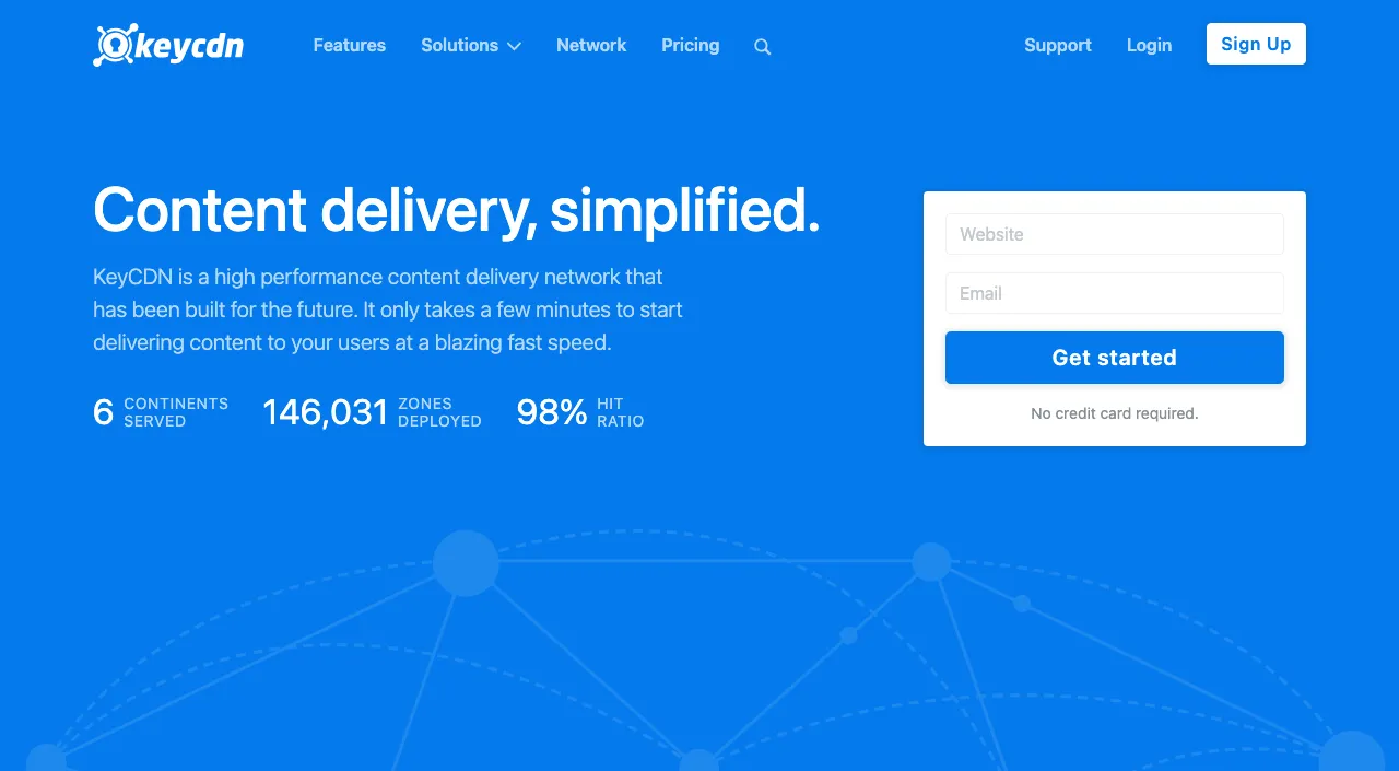 KeyCDN homepage
