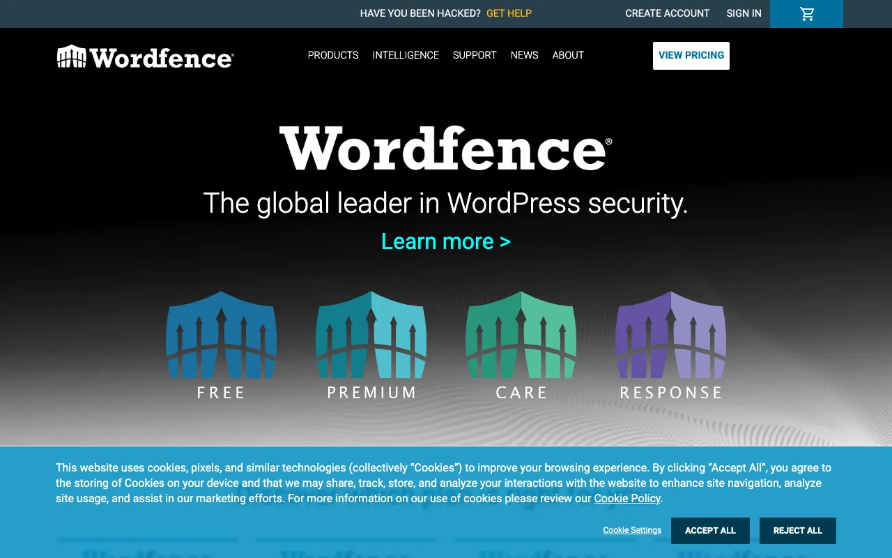 Wordfence Security homepage screenshot