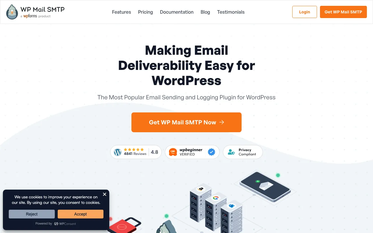 WP Mail SMTP homepage screenshot