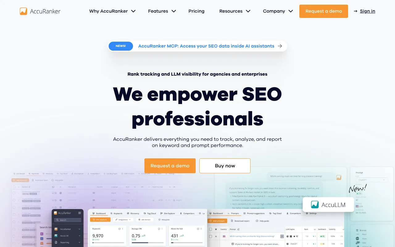 AccuRanker homepage