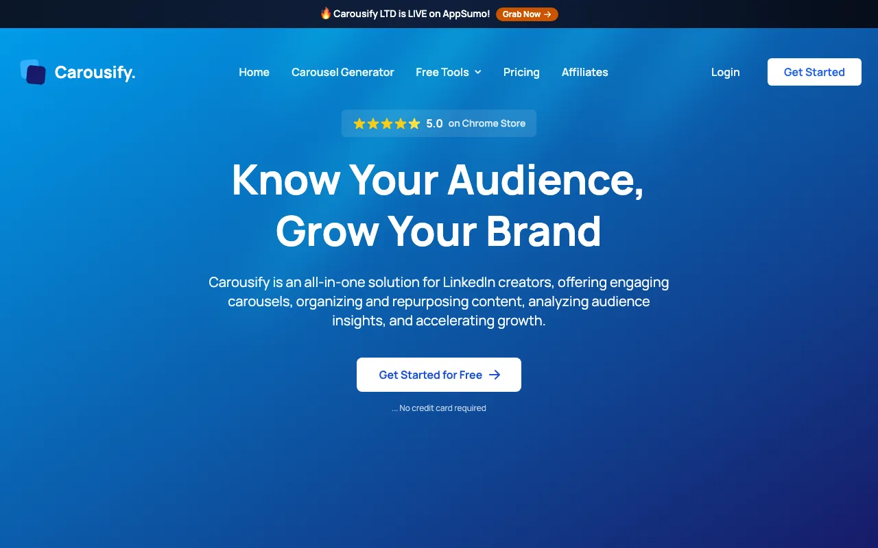 Carousify homepage