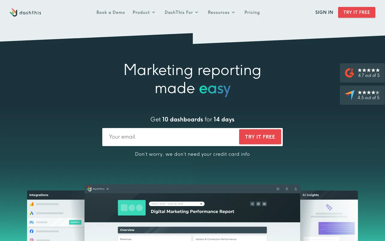 DashThis homepage