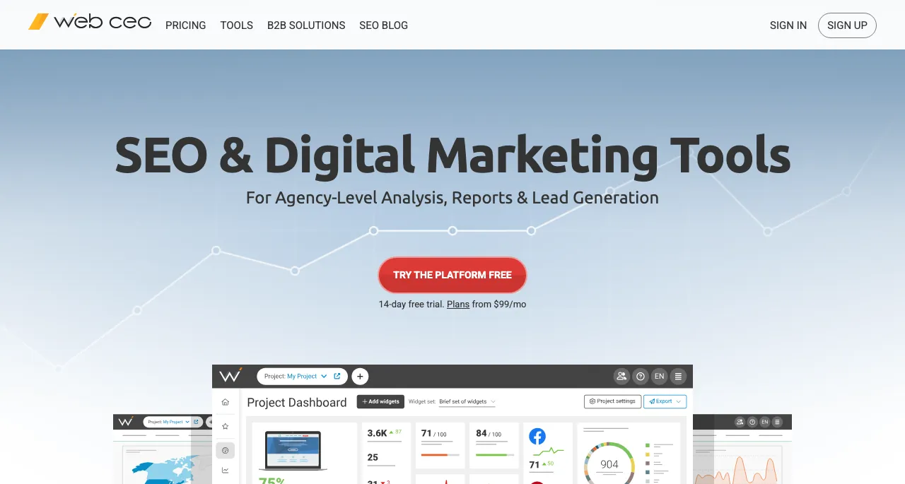 WebCEO homepage