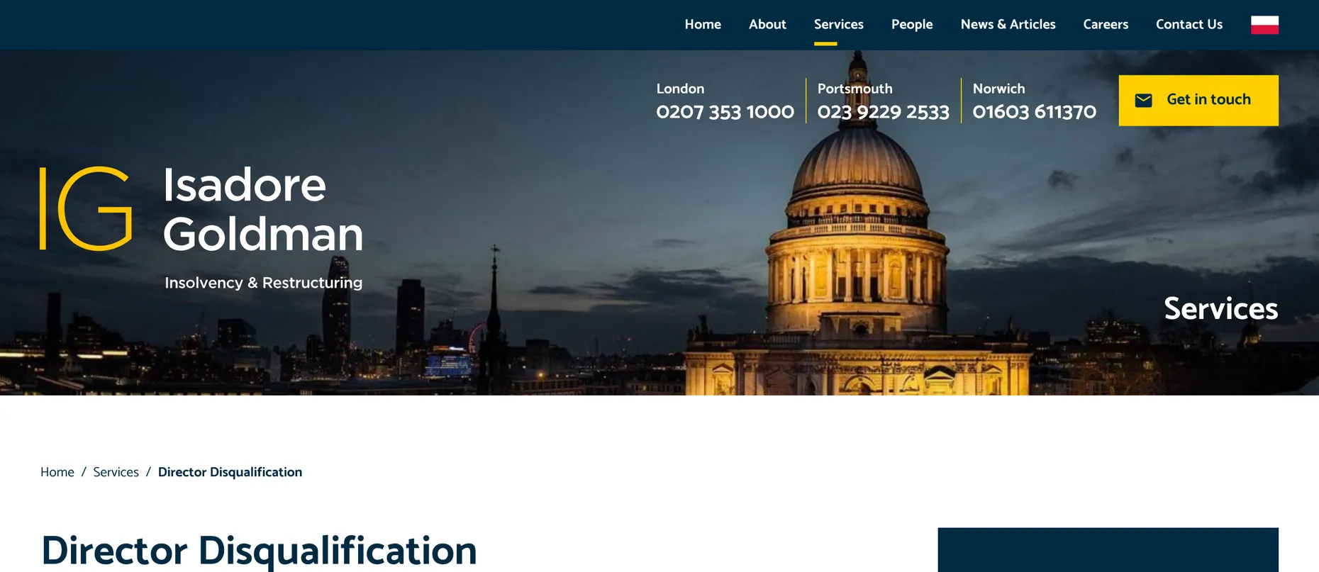 The Isadore Goldman insolvency and restructuring law firm Director Disqualification service page