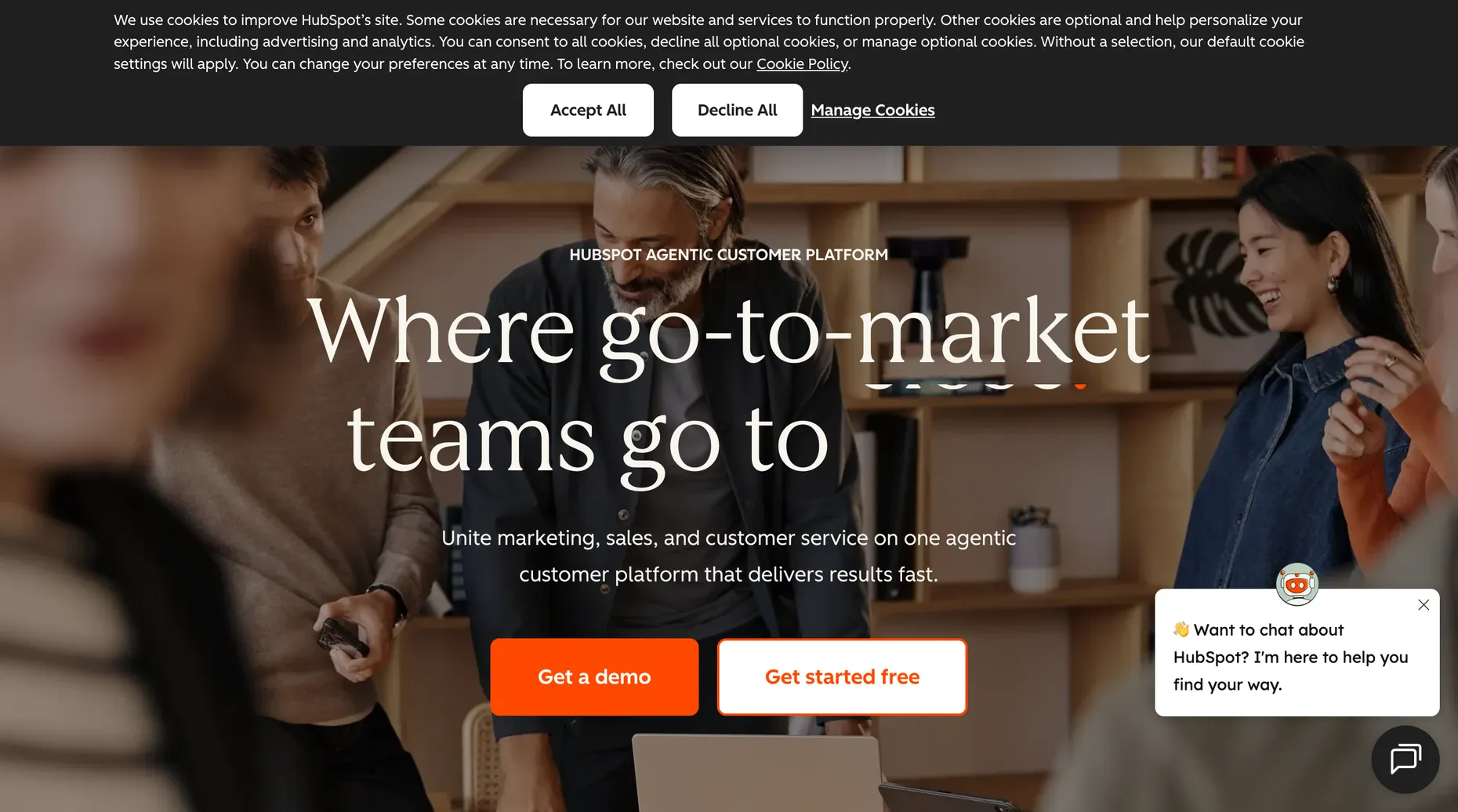 HubSpot customer platform homepage