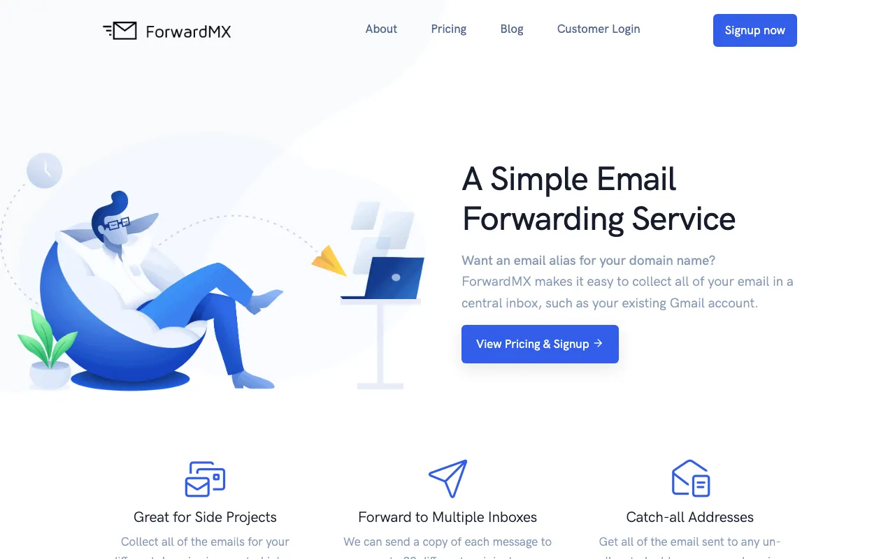 ForwardMX homepage screenshot