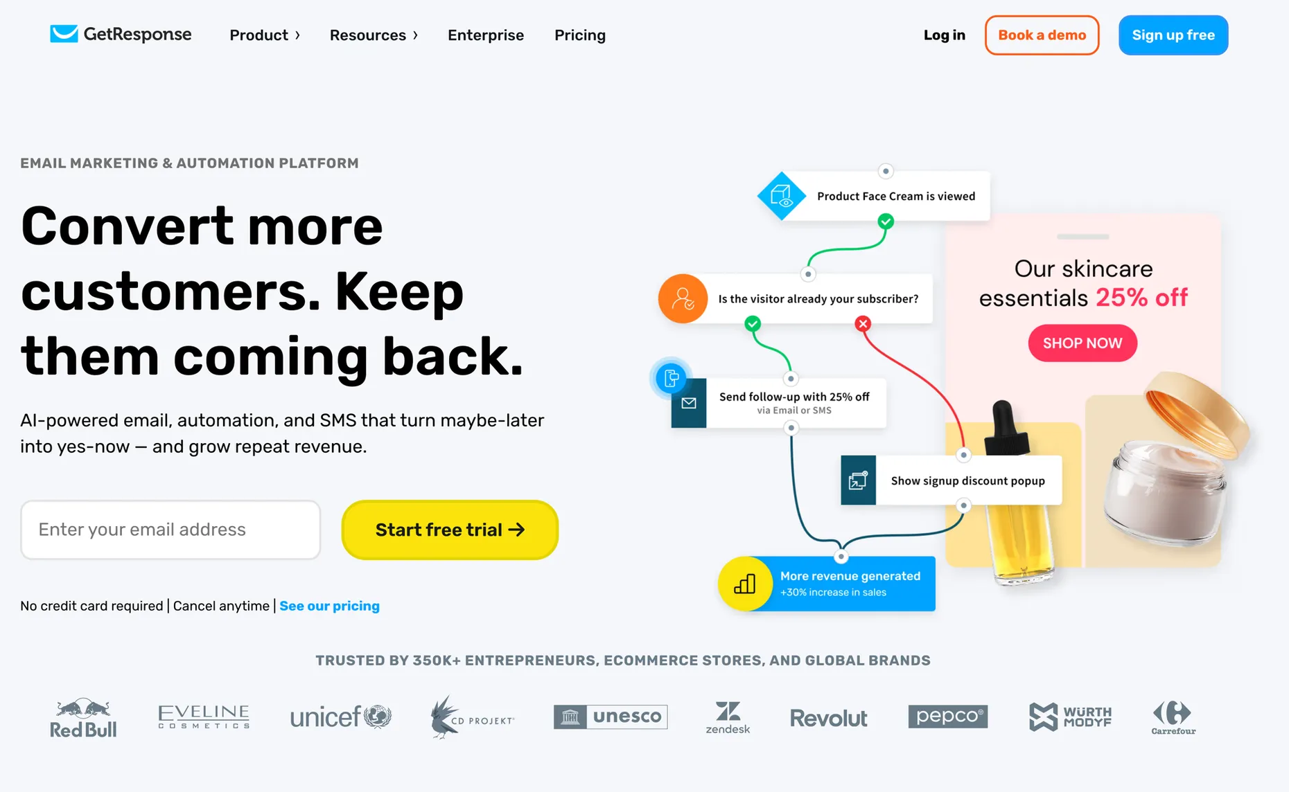 GetResponse, the best email marketing tool for funnels and automation, free up to 500 contacts