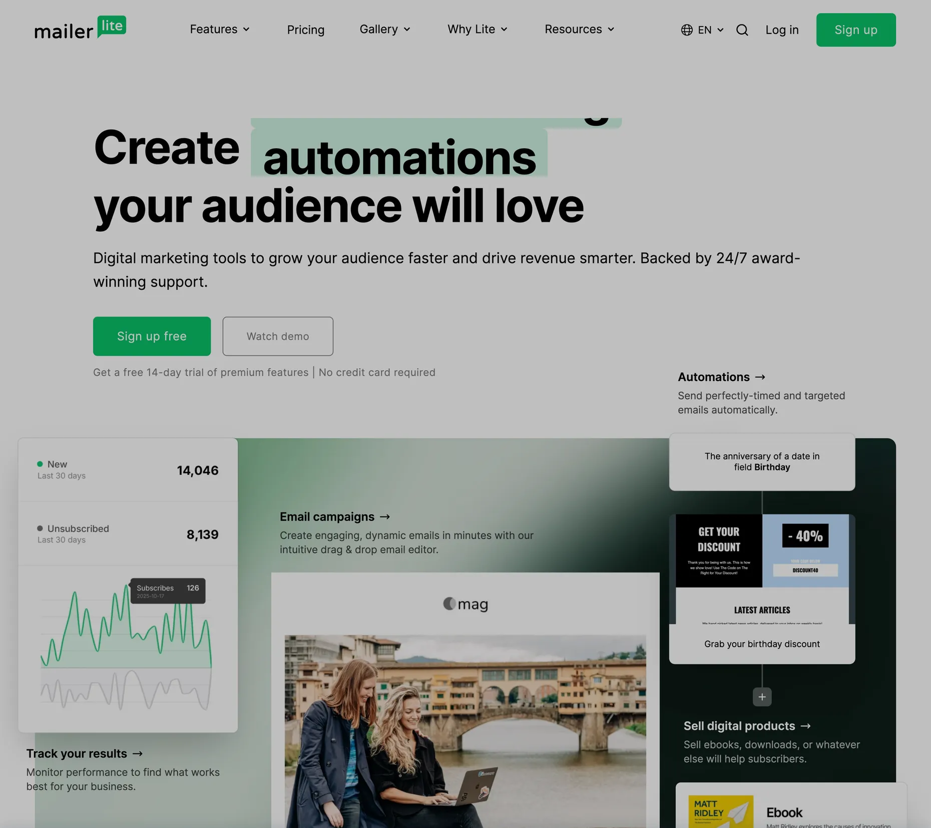 MailerLite, the easiest email marketing tool to use, with a reduced 2026 free plan