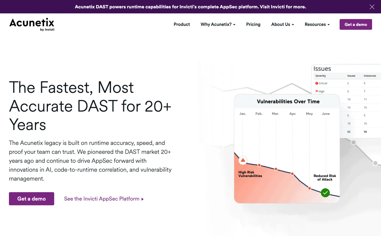 Acunetix homepage screenshot