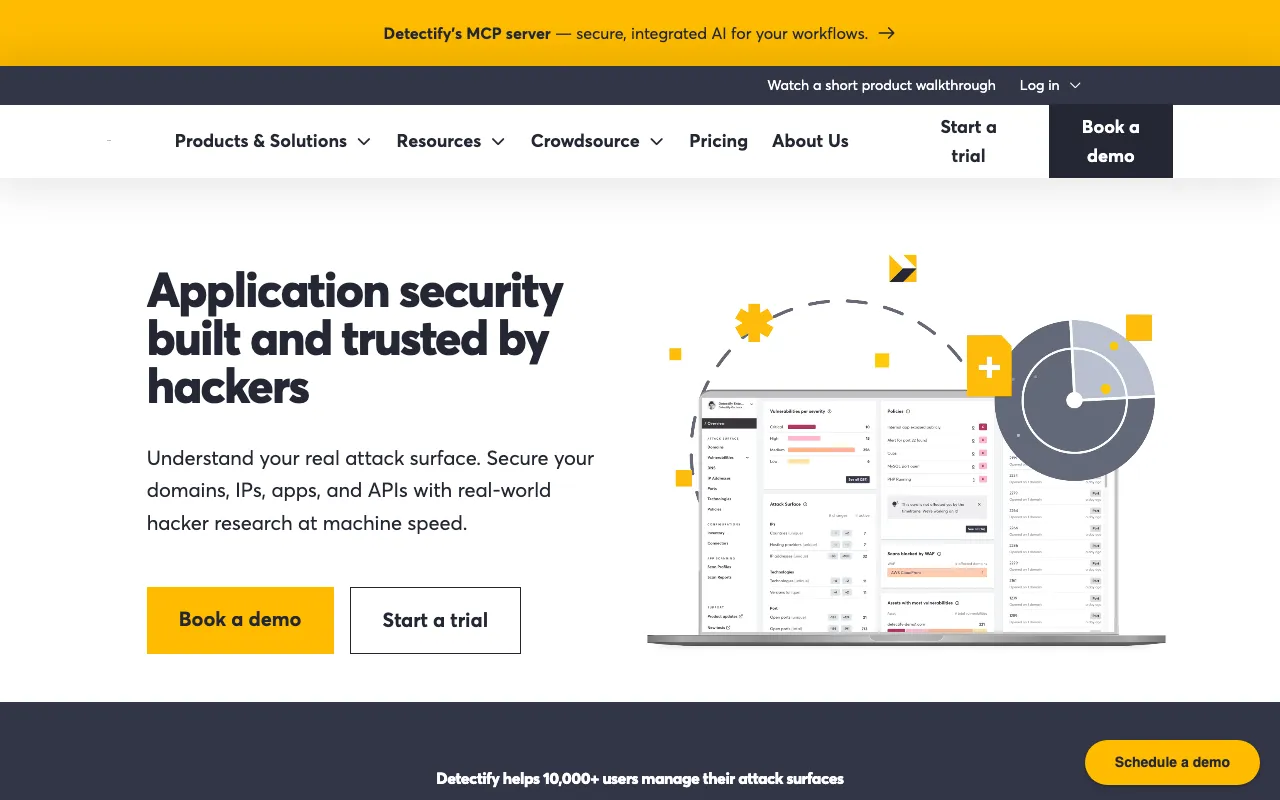 Detectify homepage screenshot