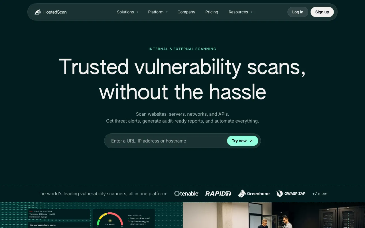HostedScan homepage screenshot