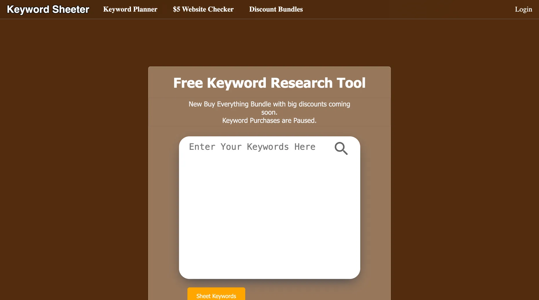 Keyword Sheeter free bulk keyword research tool