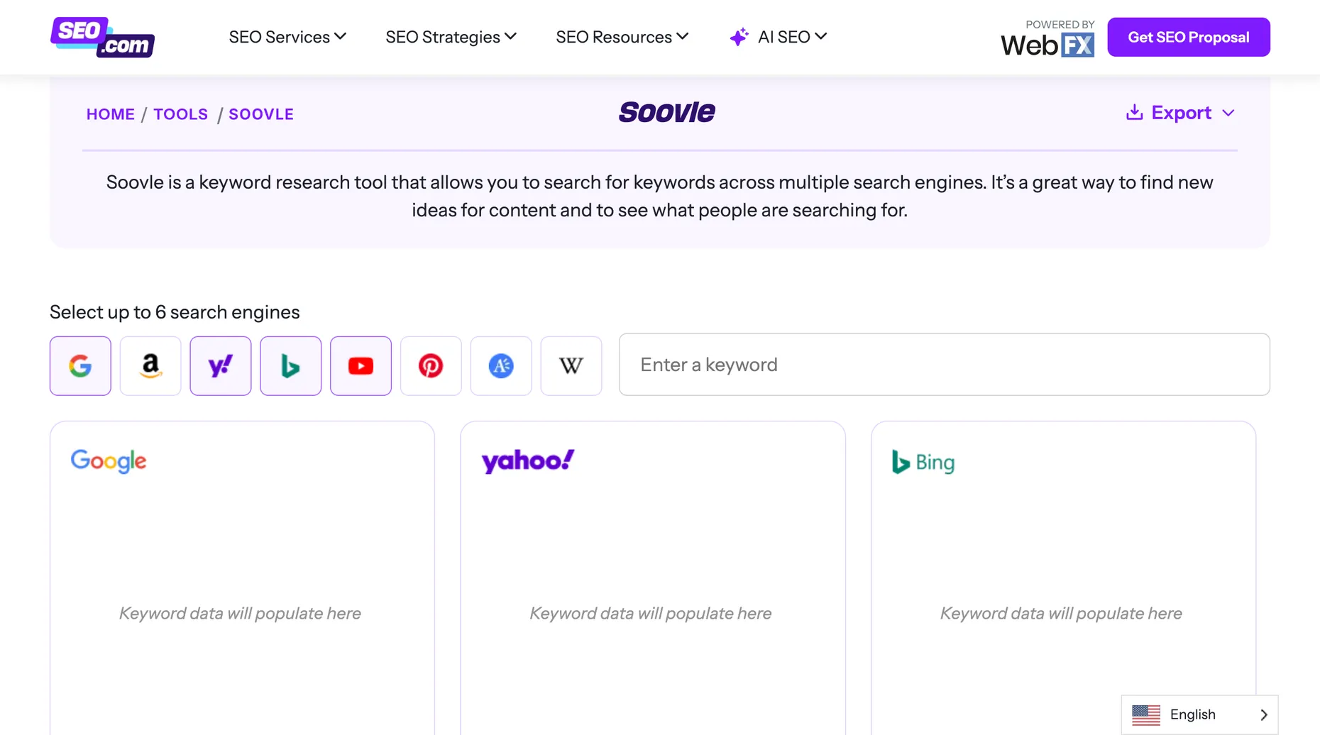 Soovle multi-engine keyword suggestion tool