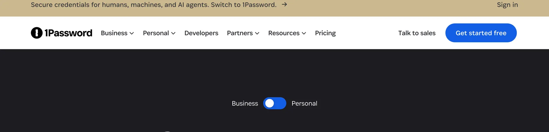 1Password homepage: Secure access for every human and AI agent