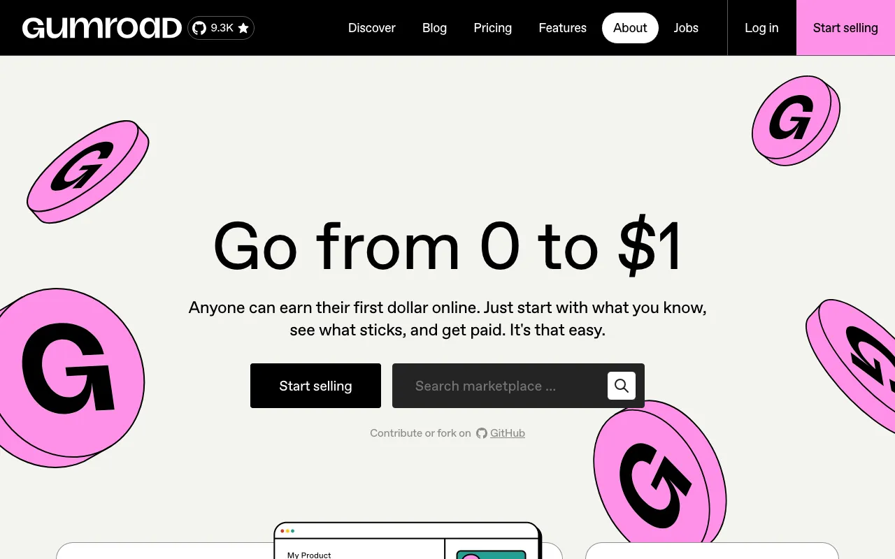 Gumroad homepage