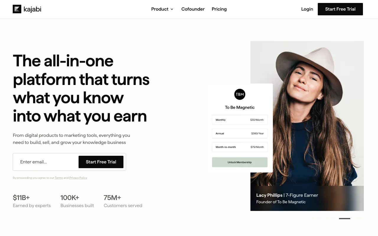 Kajabi homepage