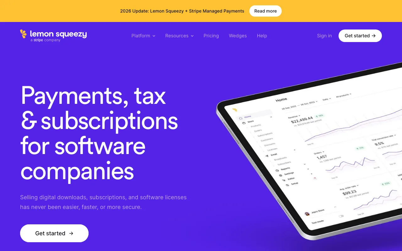 Lemon Squeezy homepage