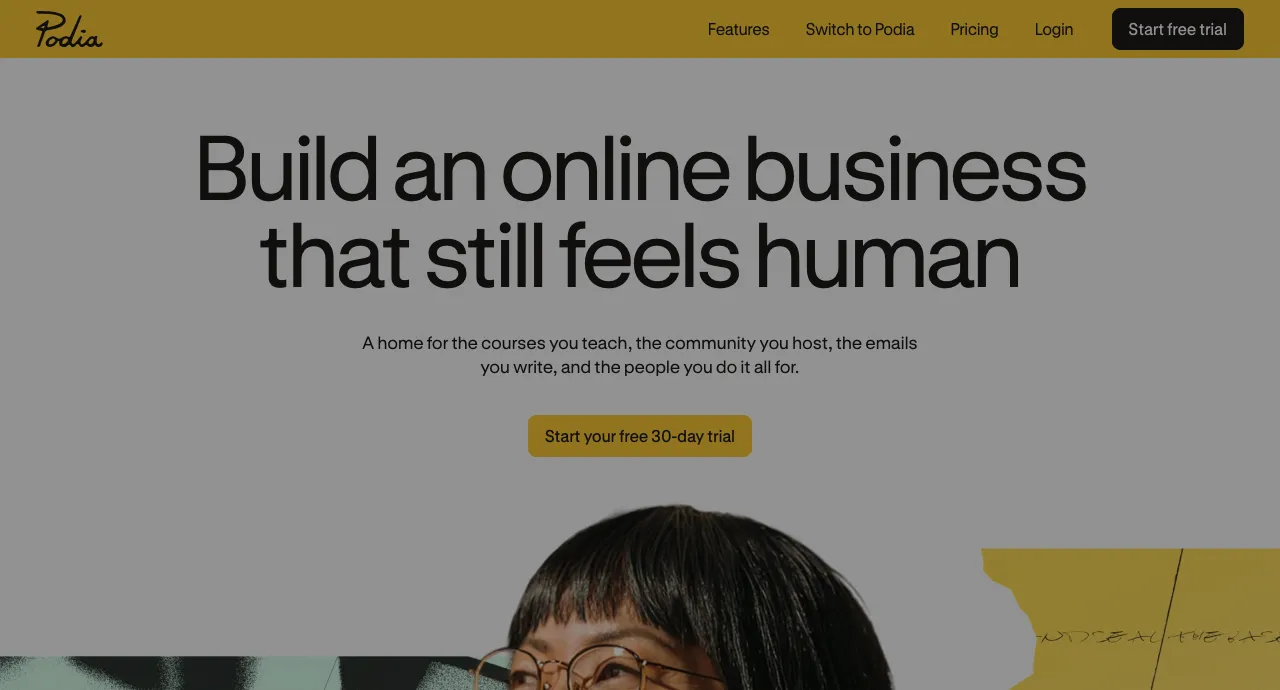 Podia homepage