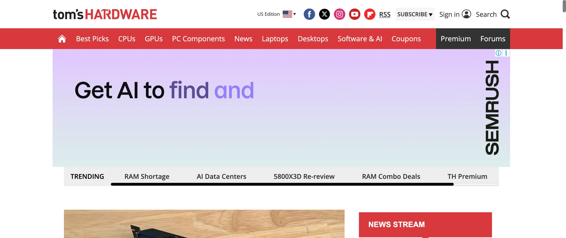 Tom's Hardware homepage