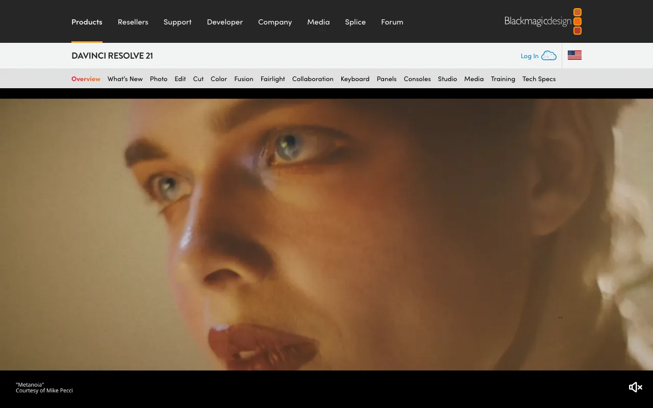 DaVinci Resolve homepage screenshot