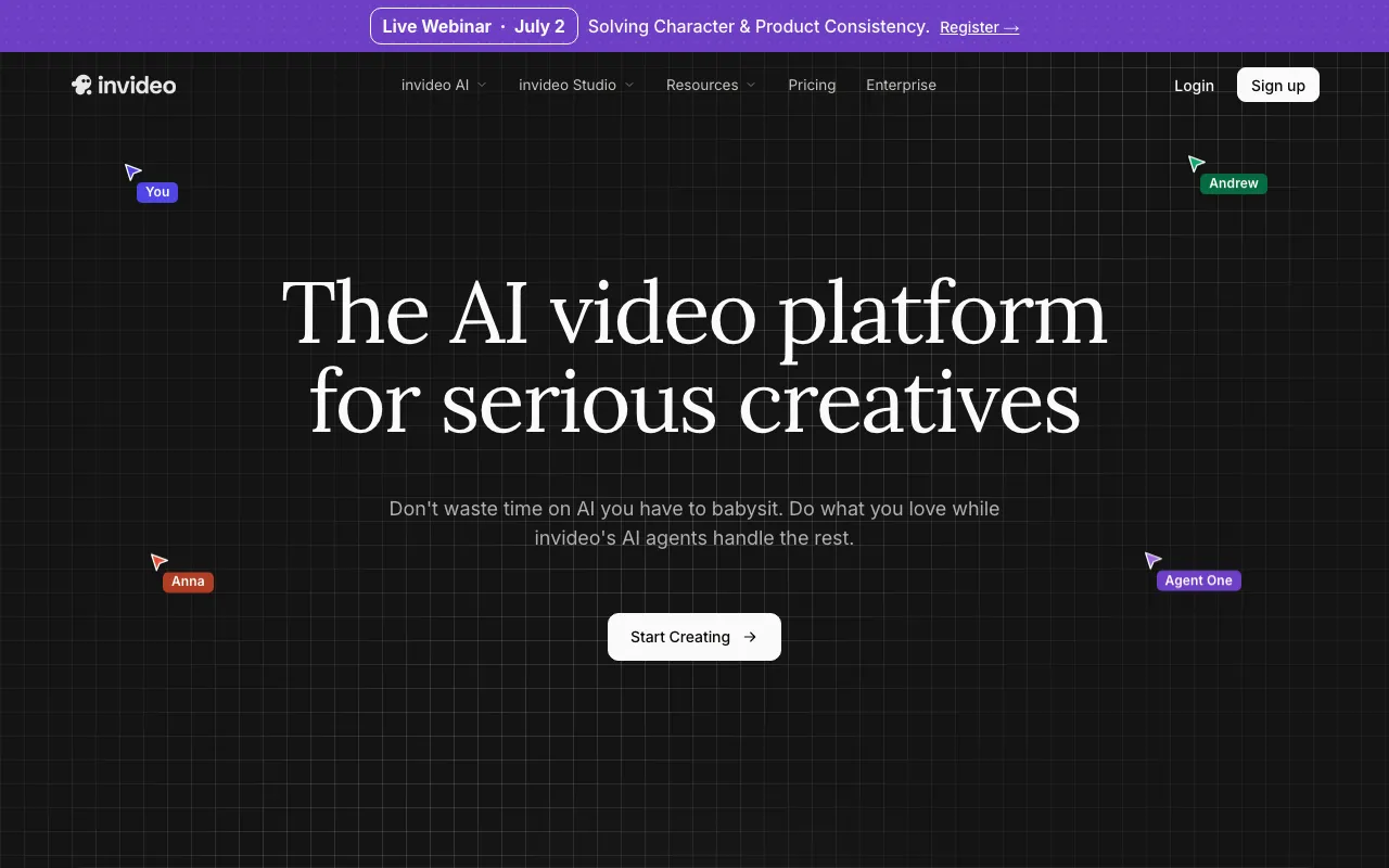 InVideo AI homepage screenshot