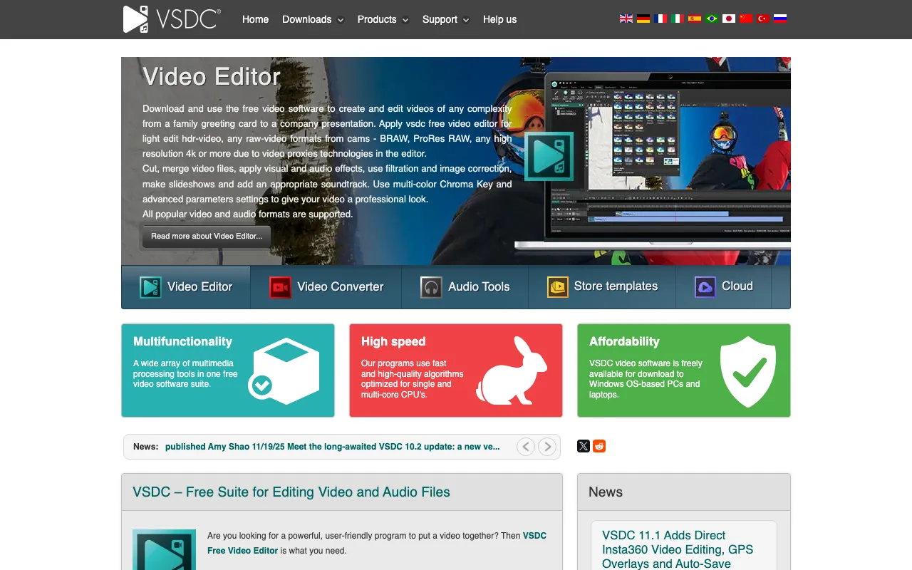 VSDC homepage screenshot