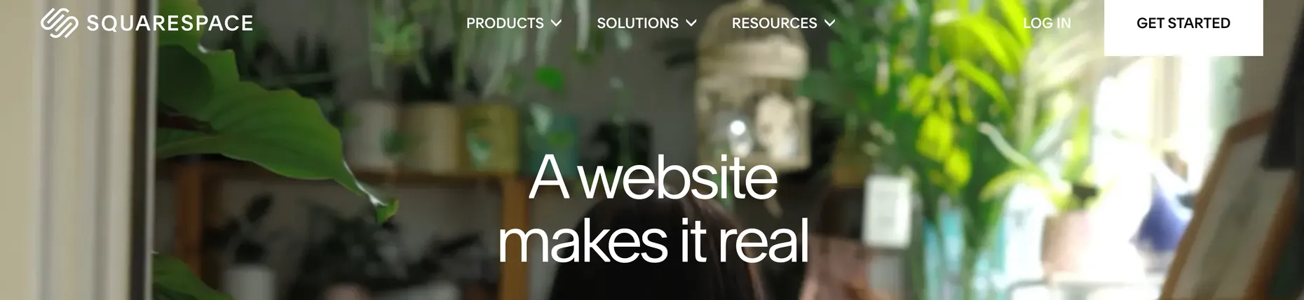 Squarespace homepage: A website makes it real, start for free, no credit card required