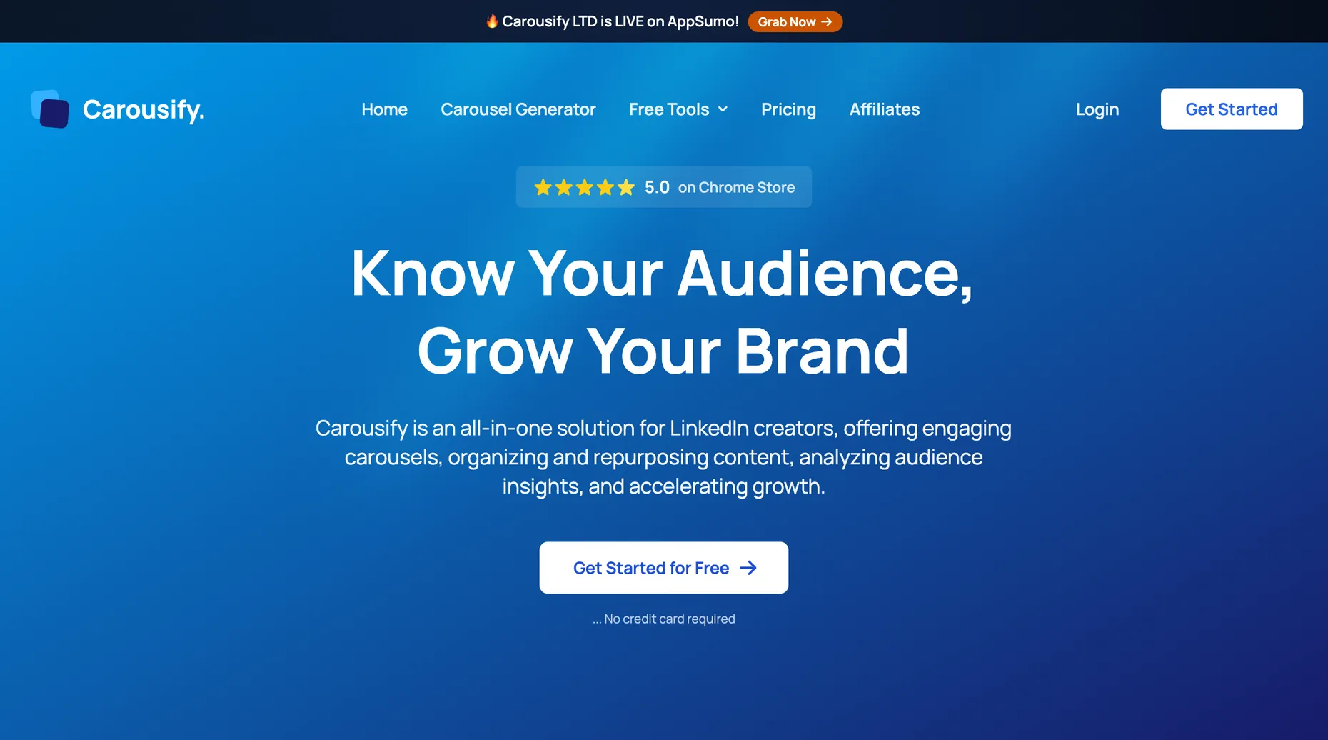 Carousify LinkedIn growth platform homepage
