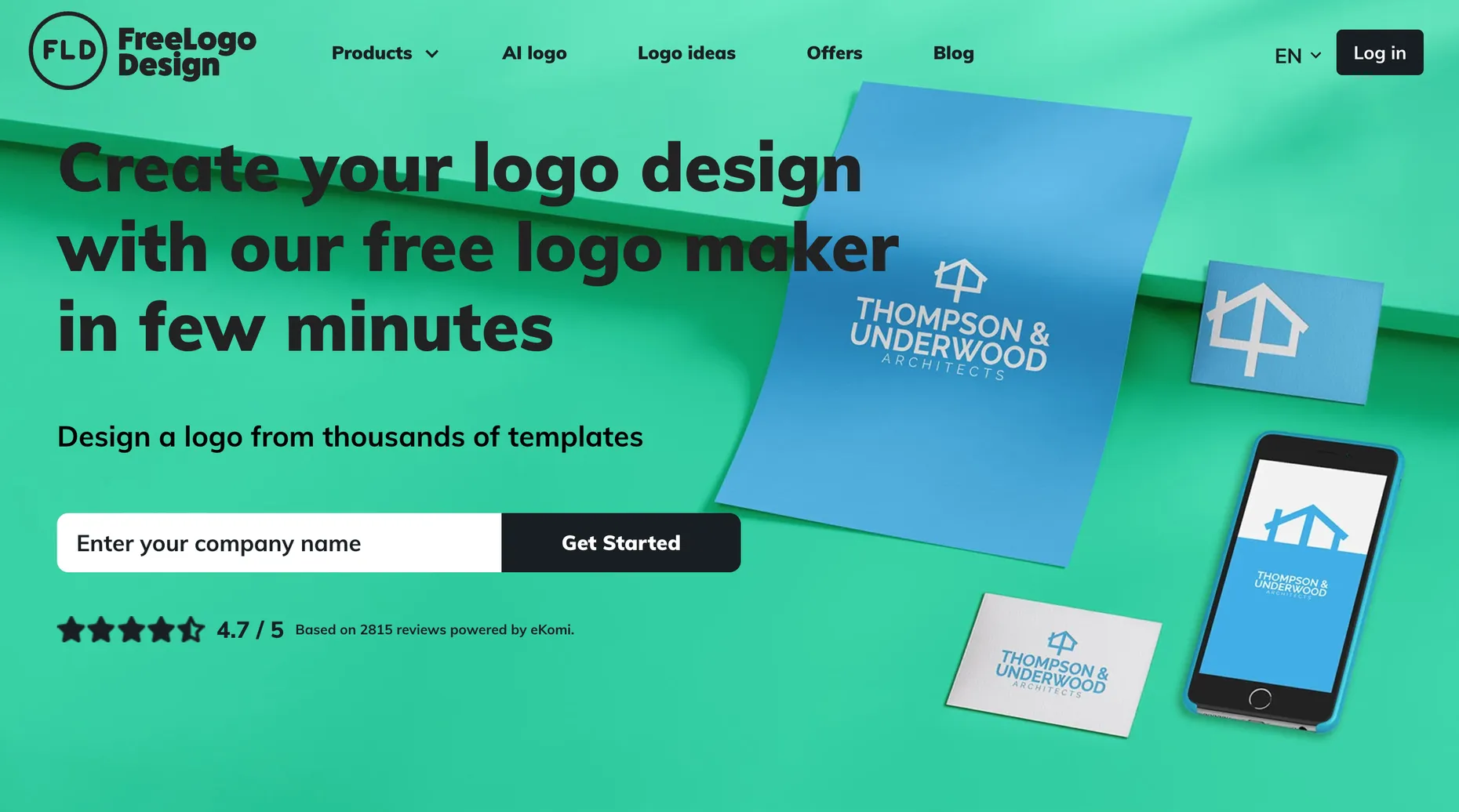 FreeLogoDesign free logo maker homepage