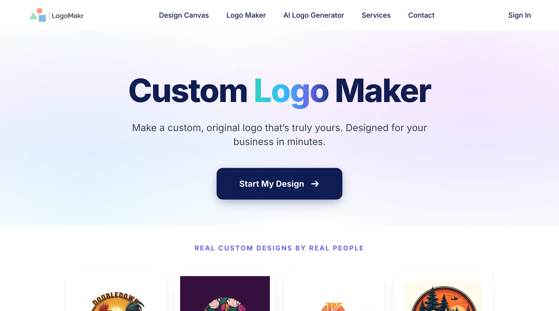 LogoMakr free custom logo maker homepage
