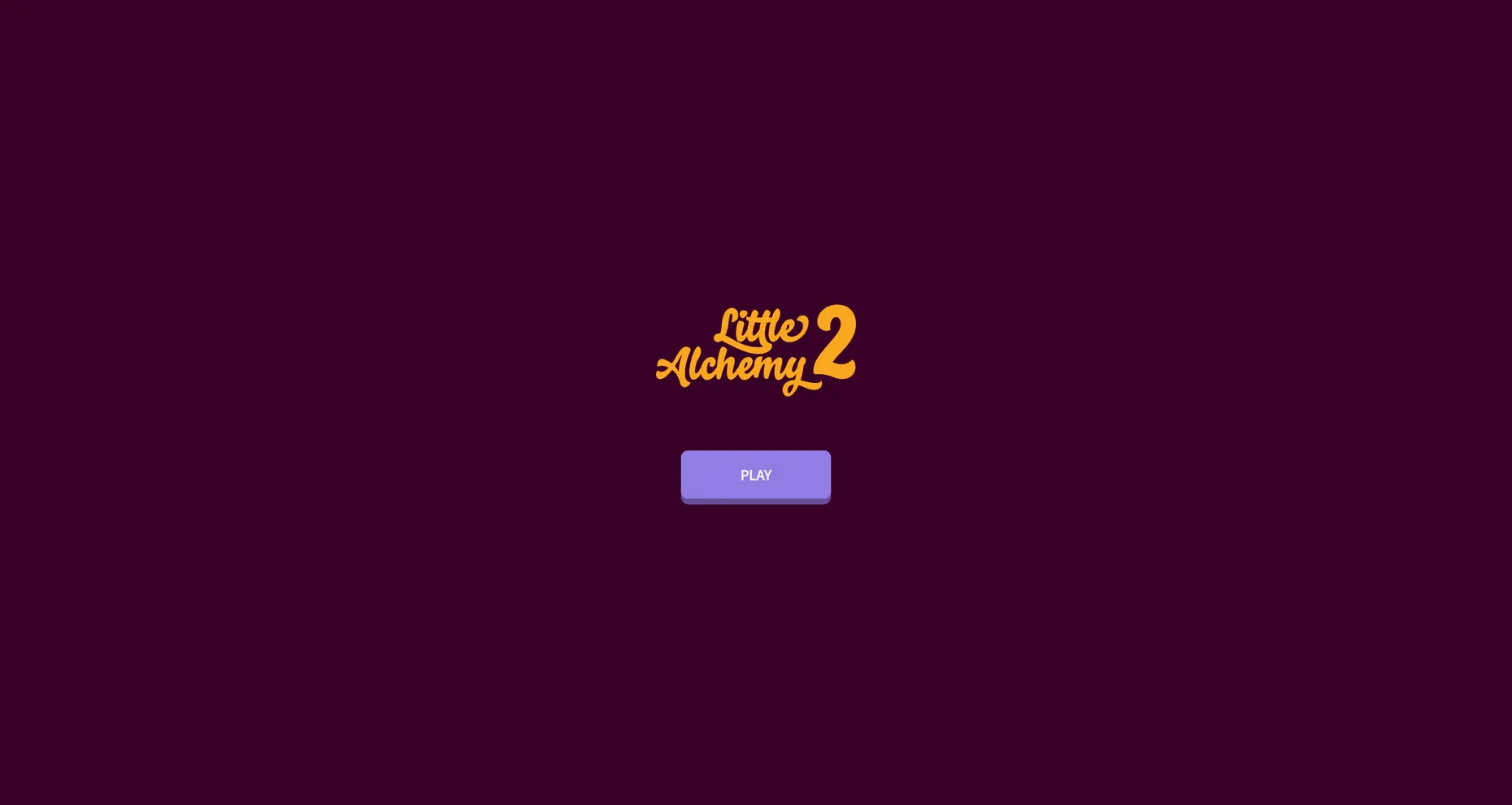 Little Alchemy 2 title screen with its logo and a purple Play button