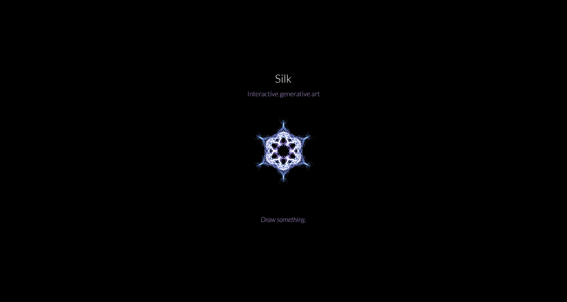 Silk interactive generative art showing a glowing symmetrical pattern on a black background